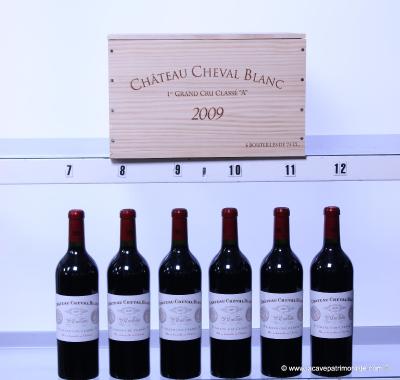 six bouteilles 75cl de Château Cheval Blanc 2009 St-Émilion 1er Grand Cru Classé A