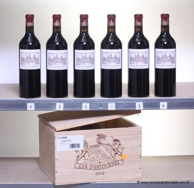 six bouteilles de 75cl de Cos d´Estournel 2012 St-Estèphe,2e Grand Cru Classé